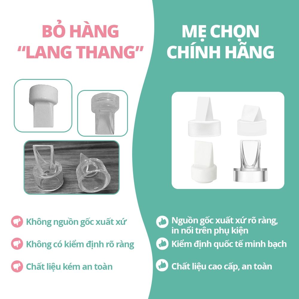 Van chân không máy hút sữa, sản xuất bởi Maymom | Tương thích máy Spectra, Unimom, Avent