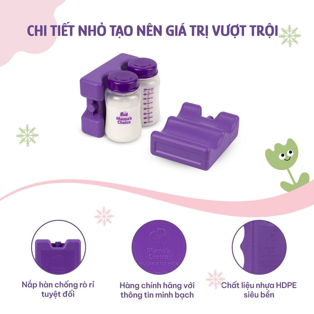 Đá Khô Bảo Quản Sữa Mama’s Choice, Giữ Lạnh Sữa Mẹ Lên Đến 12 Tiếng, Chất Liệu Gel Y Tế Cao Cấp, Độ Bền Từ 4-5 Năm