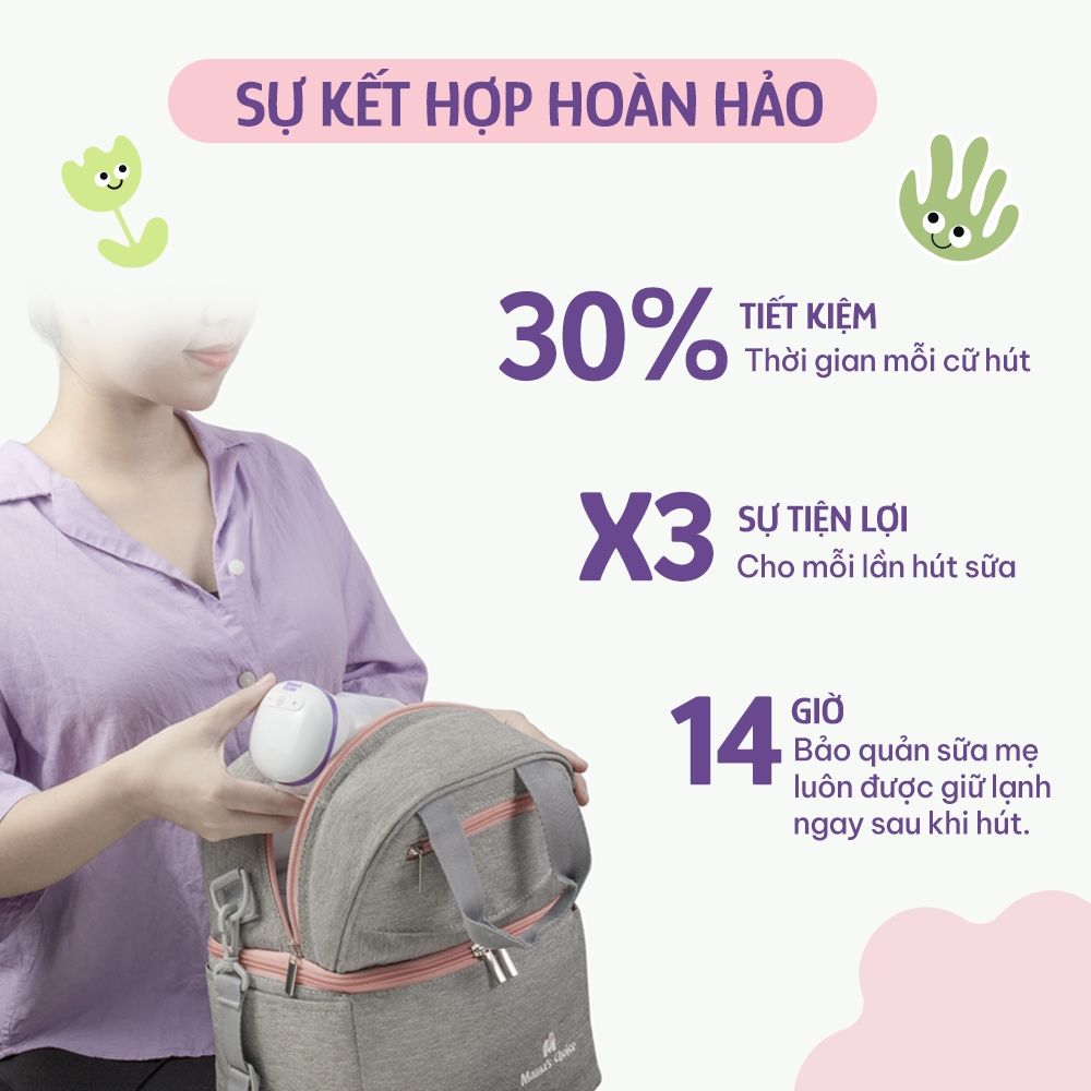 Hút Sữa Di Chuyển Mama’s Choice, Combo Thiết Kế Nhỏ Gọn, Hút Sữa Mọi Lúc Mọi Nơi, Bảo Quản Sữa Mẹ Lên Đến 14 Tiếng