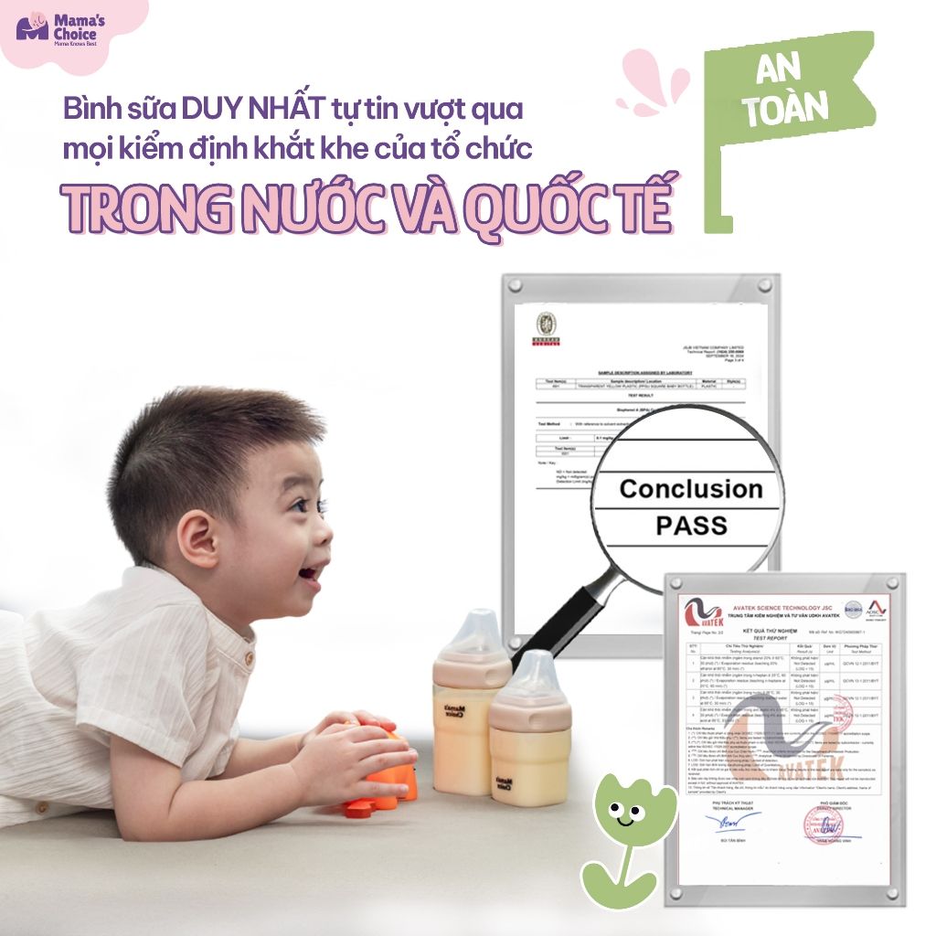 Bình Sữa Mama's Choice PPSU 150ml 240ml, Núm Ty Thiết Kế Mới Mô Phỏng Ti Mẹ Siêu Mềm, Kiểm Định An Toàn Quốc Tế