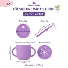 Cốc Tập Uống Silicone Mama's Choice, Thiết Kế Thông Minh Với Ống Hút và Tay Cầm Chắc Chắn