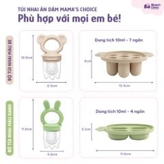 Túi Nhai Ăn Dặm Mama's Choice Cho Bé, Núm Nhai Hoa Quả Chống Hóc, Tặng Kèm 3 Size Núm Phù Hợp Bé Từ 4 Tháng Tuổi