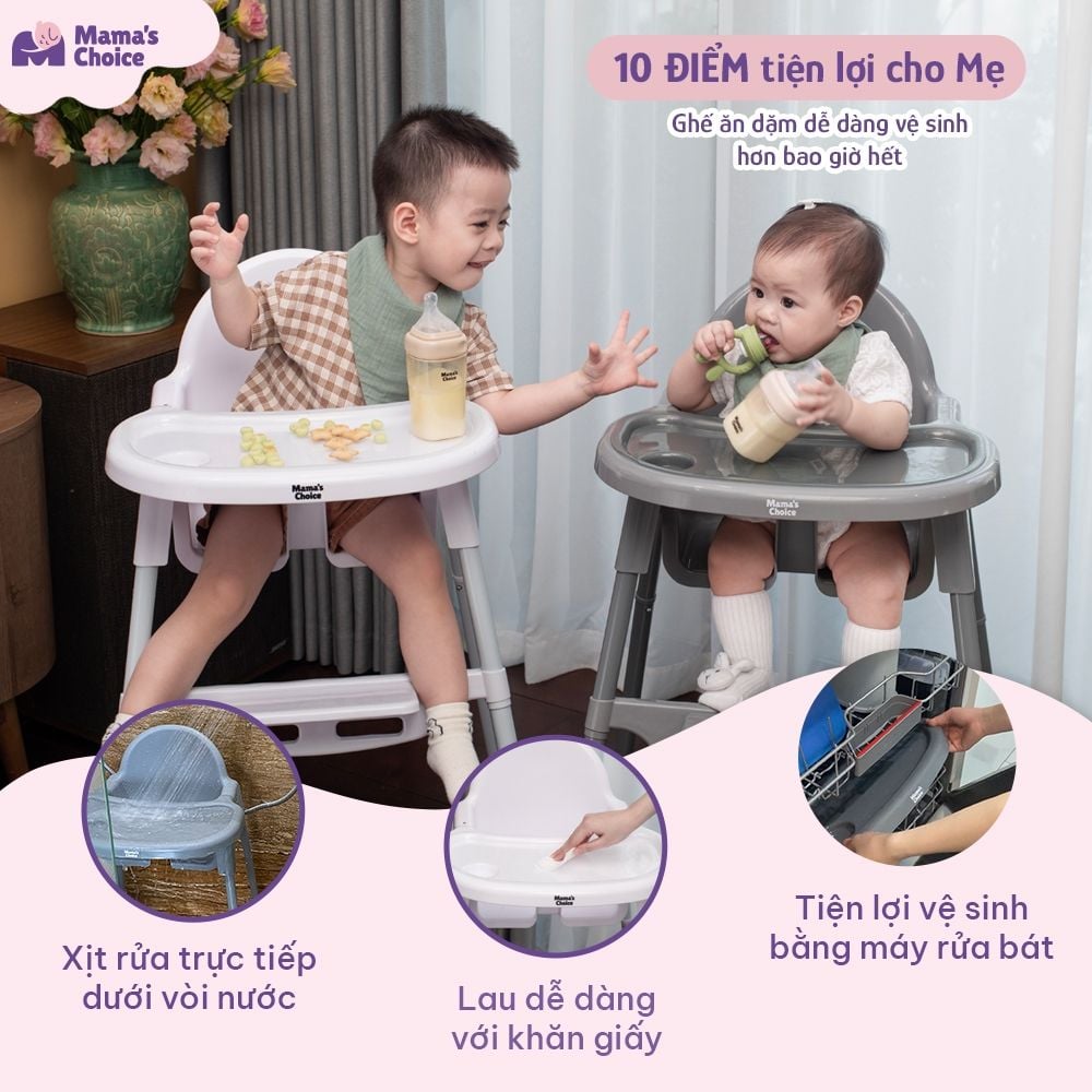 Ghế Ăn Dặm Mama's Choice, Ghế Cho Bé Tập Ăn Dặm, Kiểu Dáng Chắc Chắn Dễ Tháo Lắp và Vệ Sinh