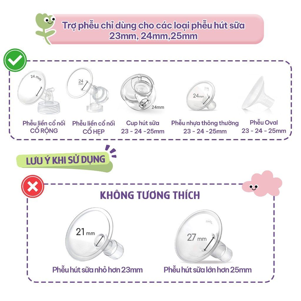 Trợ Phễu Silicone Mama's Choice NewFit, Đệm Hạ Size Phễu Size 15-17-19-21mm, Hút Sữa Hiệu Quả và Êm Ái (01 Cái)