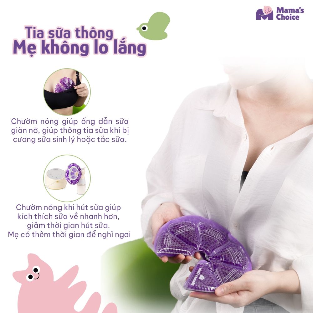 Túi Chườm Ngực Mama's Choice, Chườm Nóng Lạnh Giúp Mẹ Thông Tắc Tia Sữa, Kích Sữa, Giảm Đau Ti Hiệu Quả, Hộp 2 Túi