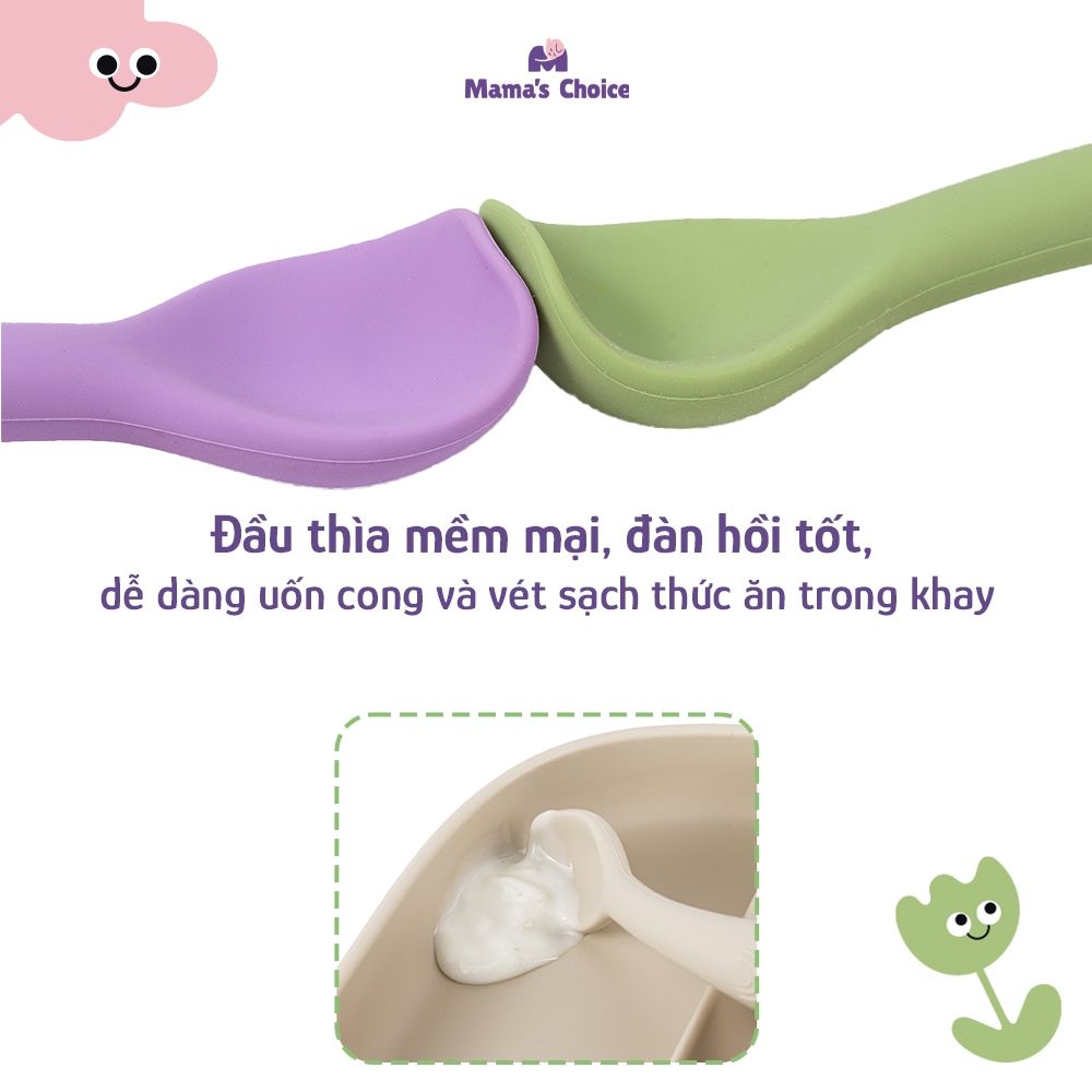 Thìa Ăn Dặm Silicone Mama's Choice, Chất Liệu Mềm Mại và An Toàn Kiểm Định Quốc Tế Bureau Veritas