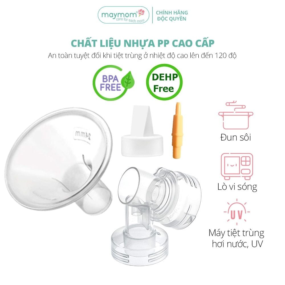 Bộ Phụ Kiện Máy Hút Sữa Unimom Thương Hiệu Maymom, Phễu Hút Sữa Size Từ 10-32mm