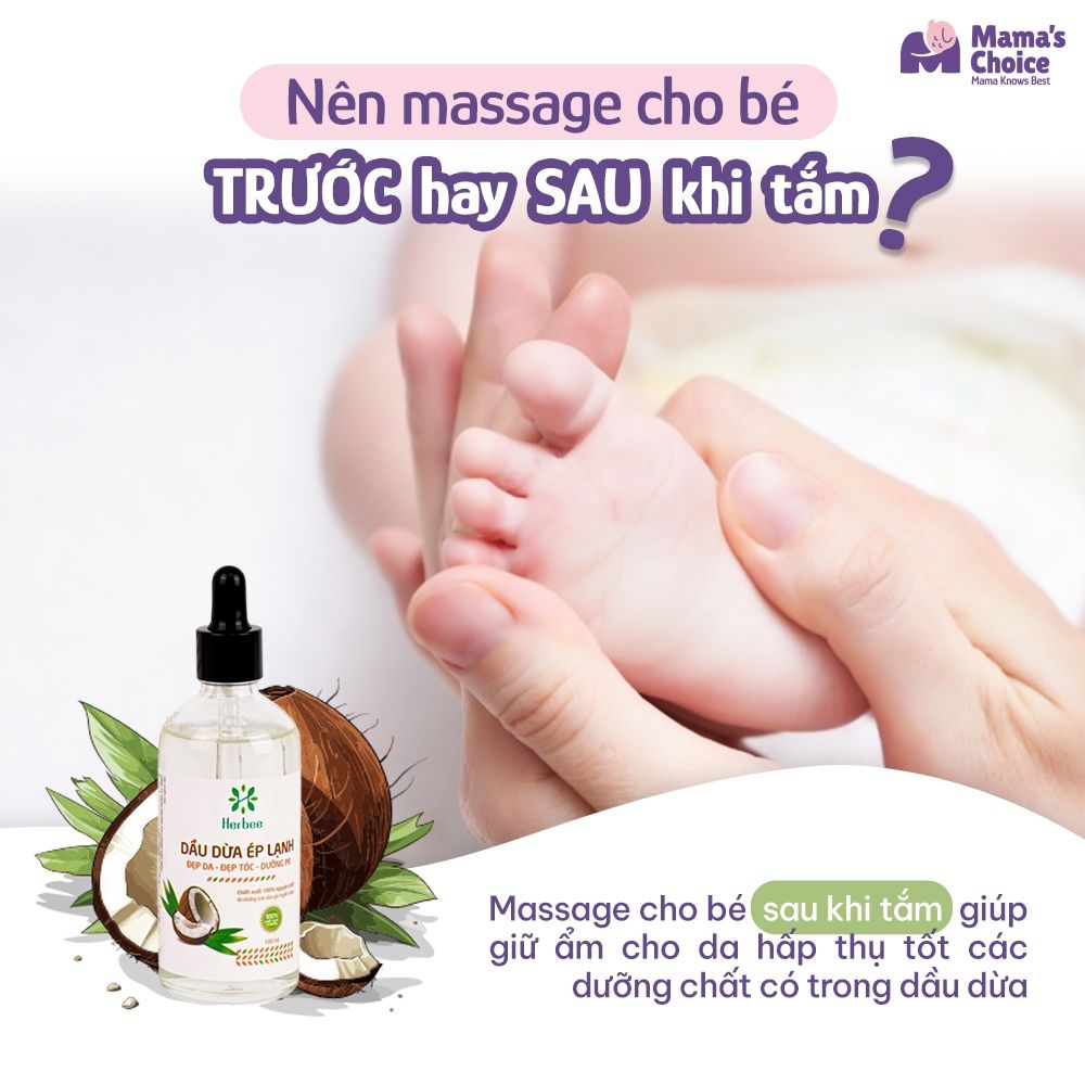 Dầu Dừa Ép Lạnh Herbee 100ml, Massage Cho Trẻ Sơ Sinh, Làm Mờ Vết Rạn Da, 100% Chiết Xuất Tự Nhiên