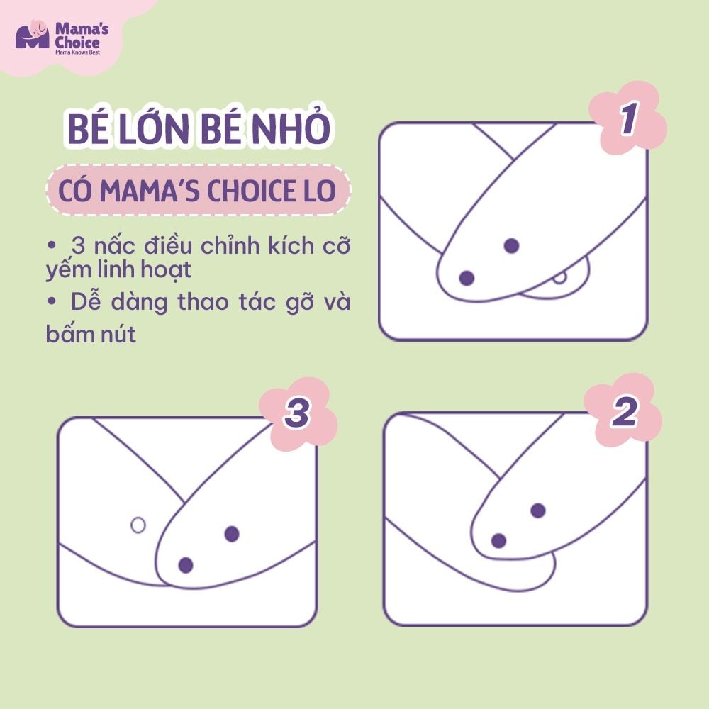 Yếm Vải Cho Bé Mama's Choice, Chất Liệu Vải Xô Muslin Siêu Mềm và Dày Dặn, 2 Cúc Bấm Điều Chỉnh Phù Hơp Với Bé