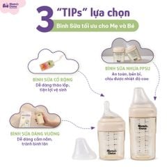 Bình Sữa Mama's Choice PPSU 150ml 240ml, Núm Ty Thiết Kế Mới Mô Phỏng Ti Mẹ Siêu Mềm, Kiểm Định An Toàn Quốc Tế