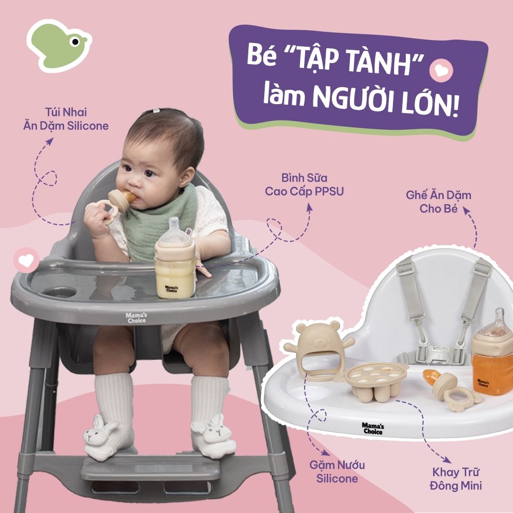 Khay Trữ Đông Mini Mama's Choice, Bảo Quản Đồ Ăn Dặm Thức Ăn Cho Bé, Nắp Đậy Chắc Chắn, Chất Liệu Silicone Bạch Kim