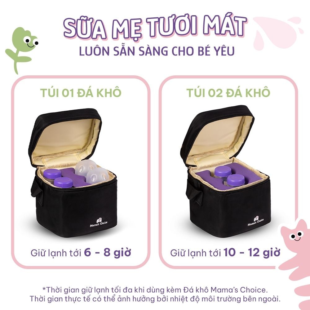 Trọn Bộ Giữ Lạnh Sữa Mẹ Mama’s Choice, Bảo Quản Sữa Mẹ, Đựng và Giữ Ấm Đồ Ăn Cho Bé, Chất Liệu Cao Cấp 4 Lớp Dày Dặn