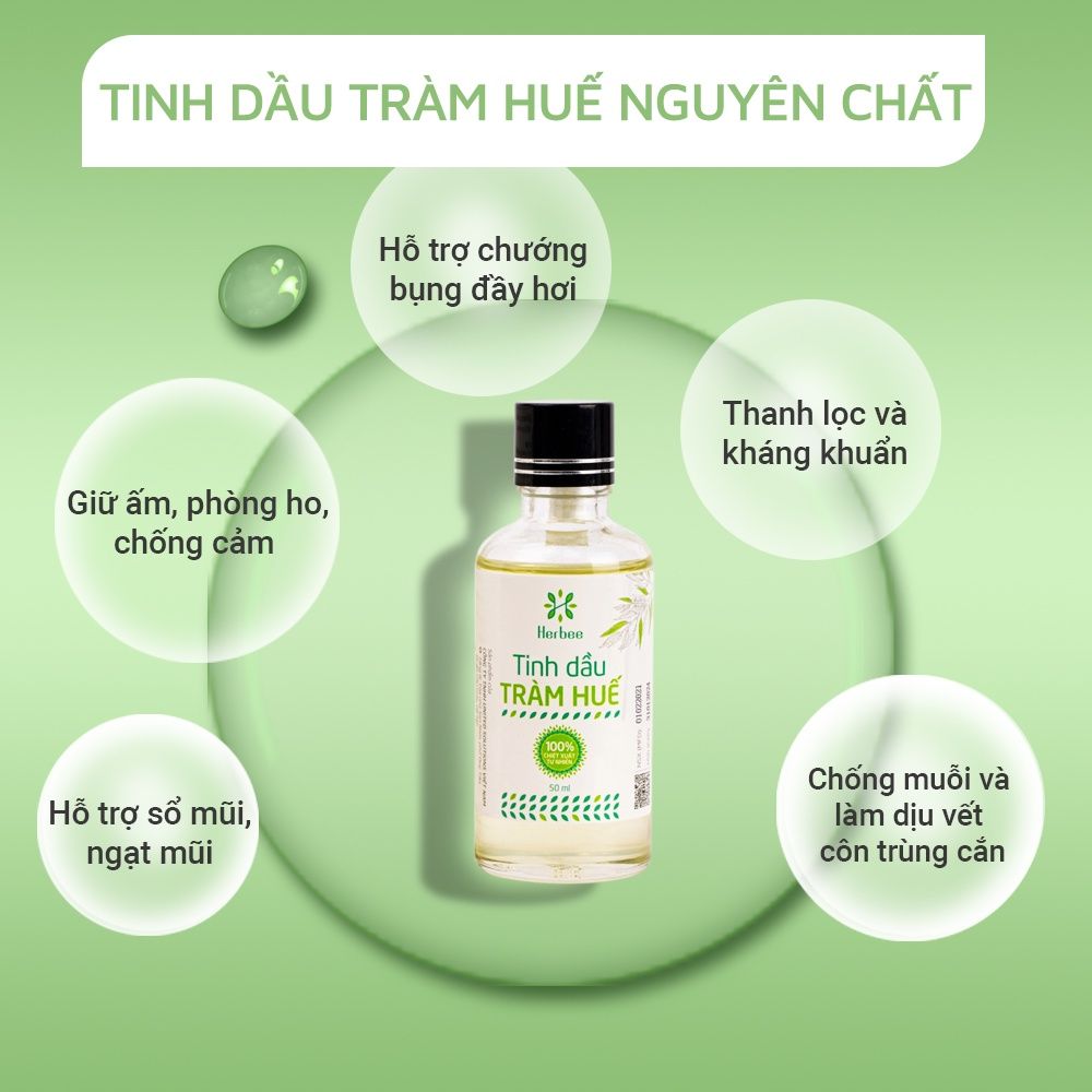 Combo Dầu Dừa Ép Lạnh (100ml) và Tinh Dầu Tràm Huế (50ml) Thương Hiệu Herbee, Combo Massage & Giữ Ấm Cho Mẹ Bé
