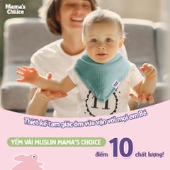Yếm Vải Cho Bé Mama's Choice, Chất Liệu Vải Xô Muslin Siêu Mềm và Dày Dặn, 2 Cúc Bấm Điều Chỉnh Phù Hơp Với Bé