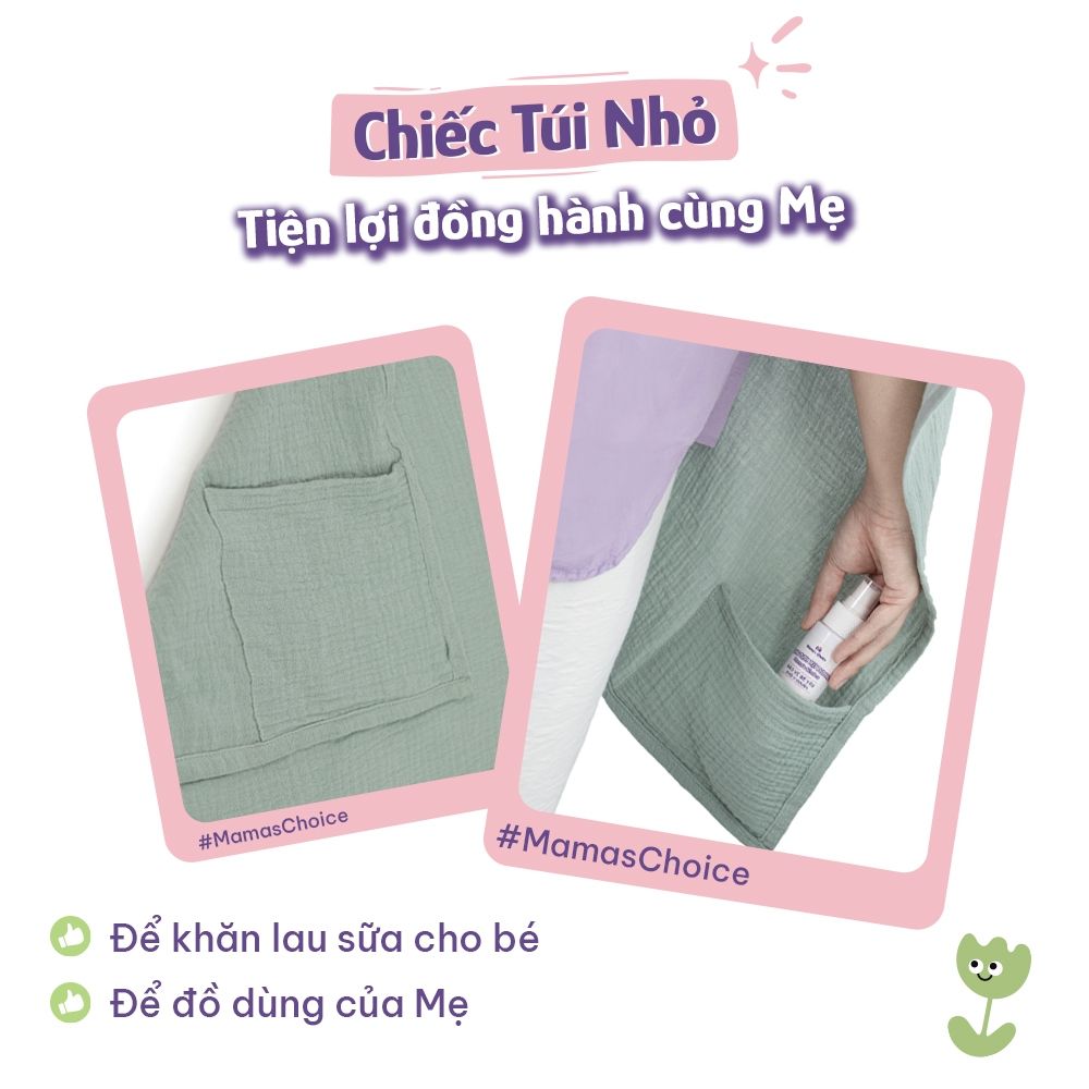 Khăn Choàng Cho Bé Bú Mama's Choice, Chất Liệu Vải Muslin Cao Cấp Mềm Mại Thoáng Khí và Độ Bền Cao