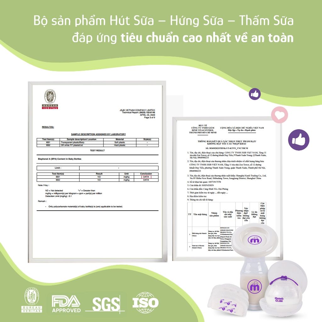 Combo Cốc Hứng Sữa, Phễu Hứng Sữa và Lót Thấm Sữa Mama's Choice, Tiện Lợi Tiết Kiệm Cho Mẹ Bầu và Sau Sinh