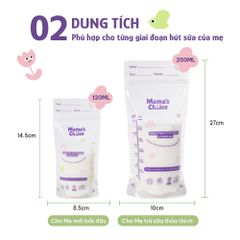 Túi Trữ Sữa Mama's Choice Dung Tích 120ml-250ml, Bảo Quản Sữa Mẹ An Toàn, 2 Khóa Zipper Chống Rò Rỉ (Hộp 30 túi)
