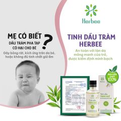 Dầu Tràm Cho Bé Sơ Sinh Thương Hiệu Herbee, Giữ Ấm Phòng Ho Chống Muỗi Côn Trùng, Chiết Xuất Nguyên Chất Từ Lá Tràm Huế