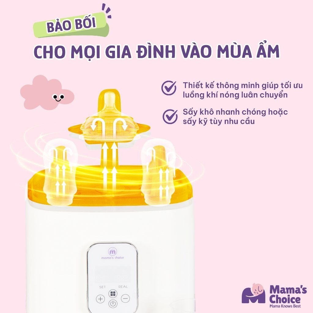 Máy Tiệt Trùng Sấy Khô và Hâm Sữa Mama’s Choice, Hâm Sữa Nhanh Chóng 2 Bình Cùng Lúc