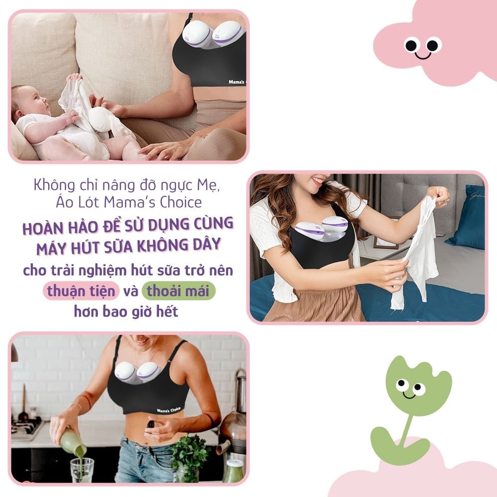 Áo Ngực 3in1 Mama's Choice, Cho Bà Bầu, Cho Con Bú, Dùng Máy Hút Sữa Không Dây, Chống Chảy Sệ, Giúp Nâng Ngực