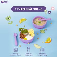Bát Ăn Dặm Silicone Mama's Choice Cao Cấp, Đế Hít Chống Trượt Đổ Giúp Bé Ăn Dặm Dễ Dàng, Kiểm Định An Toàn Quốc Tế