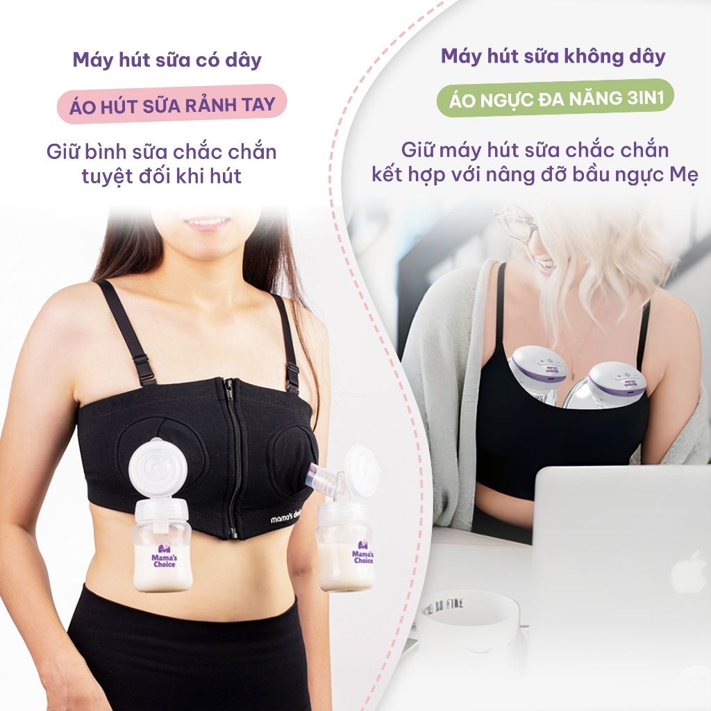 Combo Hỗ Trợ Hút Sữa Rảnh Tay, Áo Hút Sữa và Áo Lót Ngực Đa Năng Mama's Choice, Tăng Hiệu Quả Giảm Gánh Nặng Cho Mẹ