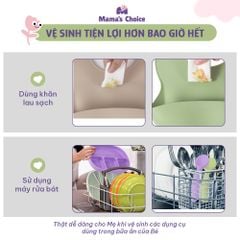 Bộ Ăn Dặm Cho Bé Thương Hiệu Mama's Choice, Combo Bát-Khay-Yếm-Thìa-Cốc Silicone Cao Cấp