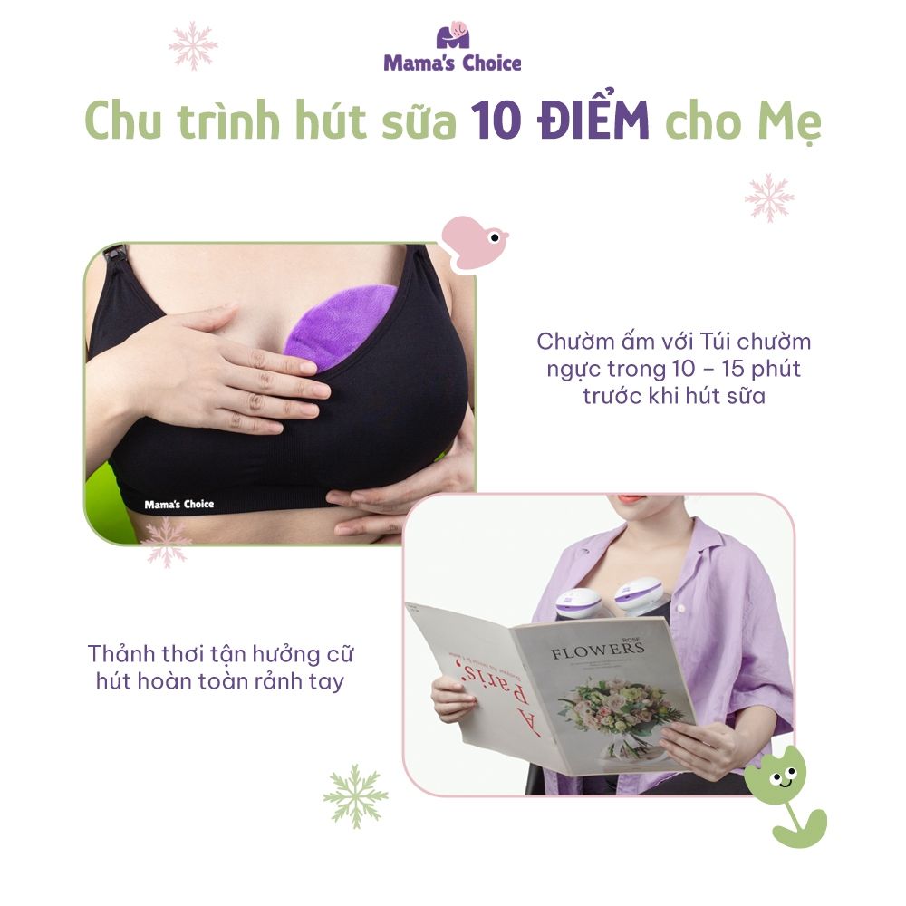Combo Hút Sữa Hiệu Quả, Máy Hút Sữa Không Dây và Túi Chườm Thông Tắc Tia Mama's Choice, Hút Sữa Năng Suất Mẹ Nhàn Tênh