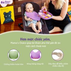Yếm Ăn Dặm Silicone Mama's Choice Cao Cấp, Thiết Kế Đặc Biệt với Máng Chắn Thức Ăn và Nấc Điều Chỉnh Phù Hợp Với Bé