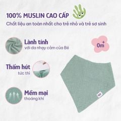 Yếm Vải Cho Bé Mama's Choice, Chất Liệu Vải Xô Muslin Siêu Mềm và Dày Dặn, 2 Cúc Bấm Điều Chỉnh Phù Hơp Với Bé
