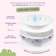 Miếng Lót Thấm Sữa Mama's Choice, Tấm Lót Thấm Hút Sữa Mẹ, Mỏng Nhẹ và Bám Dính Tốt (Hộp 60 Miếng)