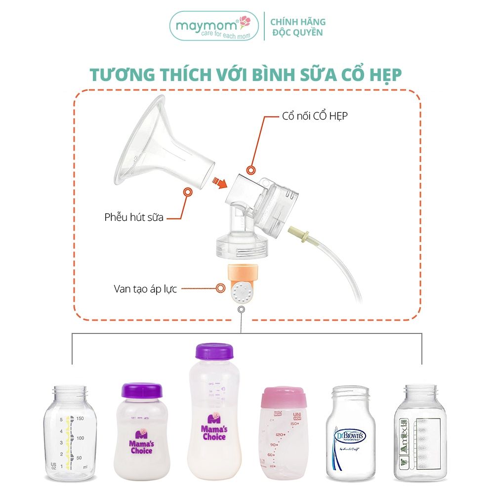 Cổ Nối Phễu Maymom Myfit Loại Cổ Hẹp, Tương Thích Phễu Hút Sữa Medela, Pumpin, Lacteck, Mini Pum, Pumpa, Silicon