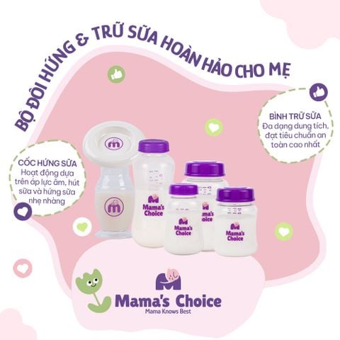 Cốc Hứng Sữa Bình Trữ Sữa Mama's Choice, Combo Hứng Sữa Trữ Sữa Tiện Lợi Cho Mẹ, Kiểm Định An Toàn Cho Bé