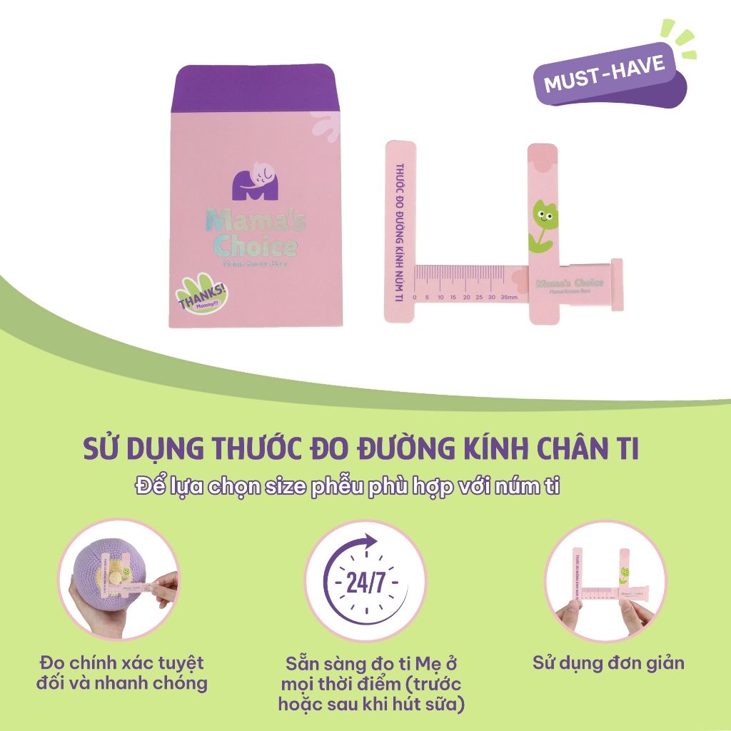 Thước Đo Ti Mama’s Choice, Xác Định Đường Kính Núm Ti Mẹ, Giúp Mẹ Chọn Được Size Phễu Phù Hợp Khi Hút Sữa