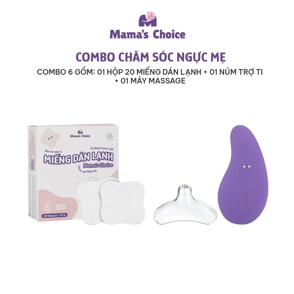Combo Núm Trợ Ti, Túi Chườm Ngực, Máy Thông Tắc Tia Sữa, Miếng Dán Lạnh Mama's Choice - Combo Chăm Sóc Ngực Mẹ