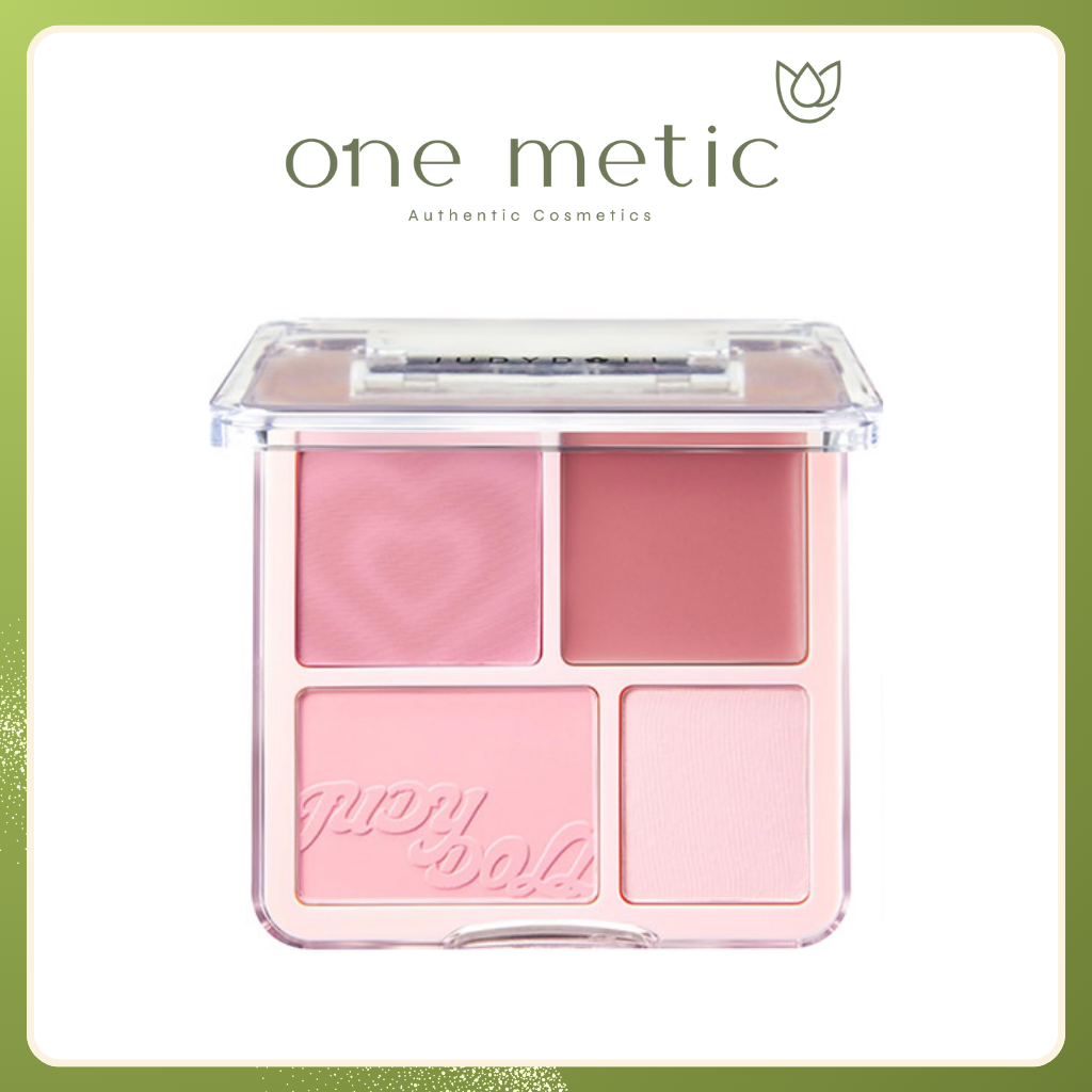 Phấn má và phấn bắt sáng 4 ô Judydoll blush & highight palette 03 - Hồng