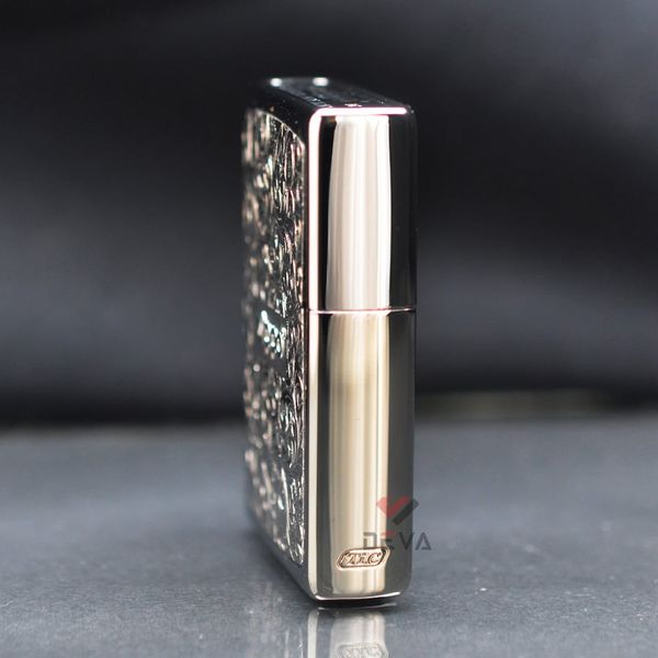 Zippo 2 Mộc Đáy Bottom Up Hoa Văn Silver Plate Titanium Coating ZN159