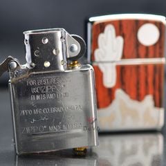 Zippo Armor Ốp Gỗ Chủ Đề Chó Sói Hú Trăng Bản Giới Hạn ZN347