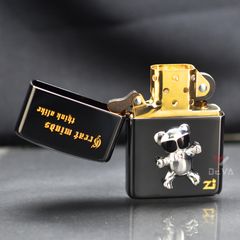 Set Bật Lửa Zippo Ốp Emblem Gấu Bạc Kèm Kính Mắt Cao Cấp ZN143