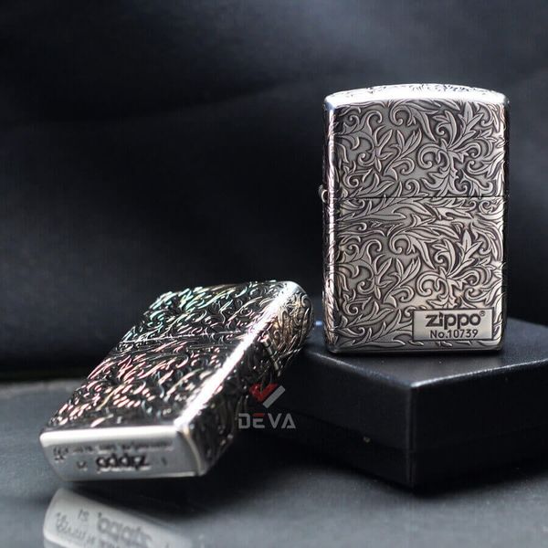 Zippo Armor Khắc Nổi Hoa Văng Trắng Cổ Điển Bản Giới Hạn ZN56