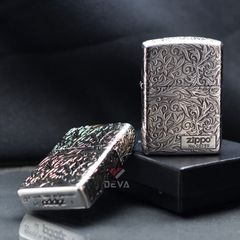 Zippo Armor Khắc Nổi Hoa Văng Trắng Cổ Điển Bản Giới Hạn ZN56