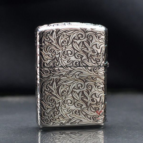 Zippo Armor Khắc Nổi Hoa Văng Trắng Cổ Điển Bản Giới Hạn ZN56