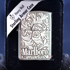 Zippo Bạc Khối Armor Khắc Hoa Văn Chủ Đề Marlboro BK64