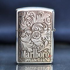 Zippo Bạc Khối Armor Khắc Hoa Văn Chủ Đề Marlboro BK64