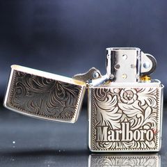 Zippo Bạc Khối Armor Khắc Hoa Văn Chủ Đề Marlboro BK64