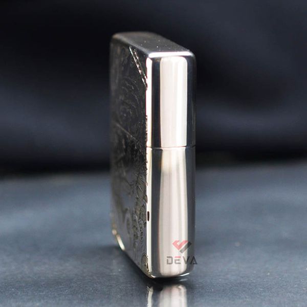 Zippo Bạc Khối Chặt Góc Hình Hổ Chúa Sơn Lâm BK76