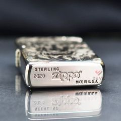 Zippo Bạc Khối Chặt Góc Hình Hổ Chúa Sơn Lâm BK76