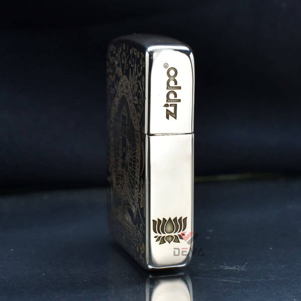 Zippo Bạc Khối Tái Bản 1941 Khắc Đức Phật A Di Đà BK85