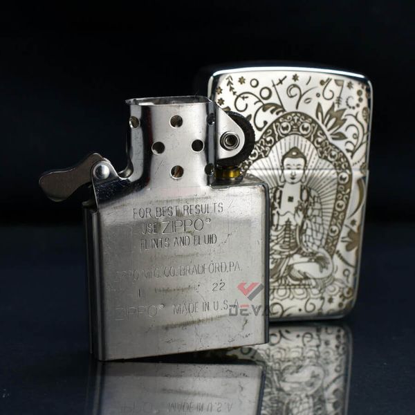 Zippo Bạc Khối Tái Bản 1941 Khắc Đức Phật A Di Đà BK85