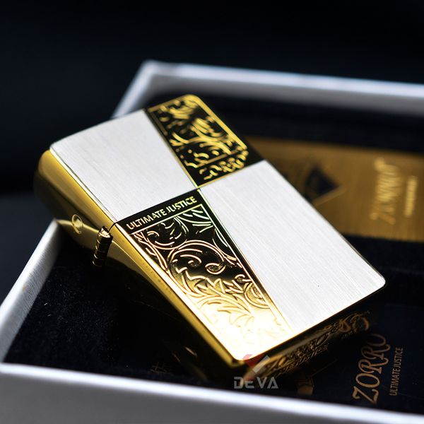 Bật Lửa Zorro Vân Xước Kẻ Chéo Hoa Văn Venetian Mạ Vàng Z91770